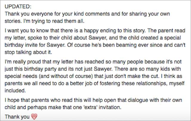 Mother Writes Open After Her Son Wasn't Invited To A Birthday Party (10 pics)