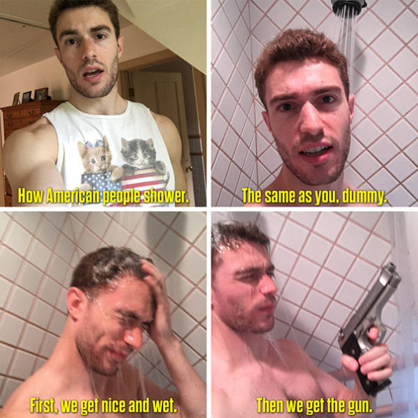 Amusing Memes Show How Different People Take Showers Around The World (17 pics)