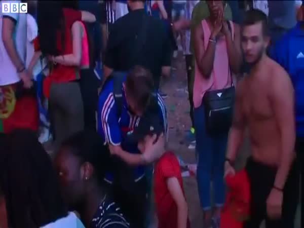 Euro 2016 Portuguese Boy Hugs Crying French Fan