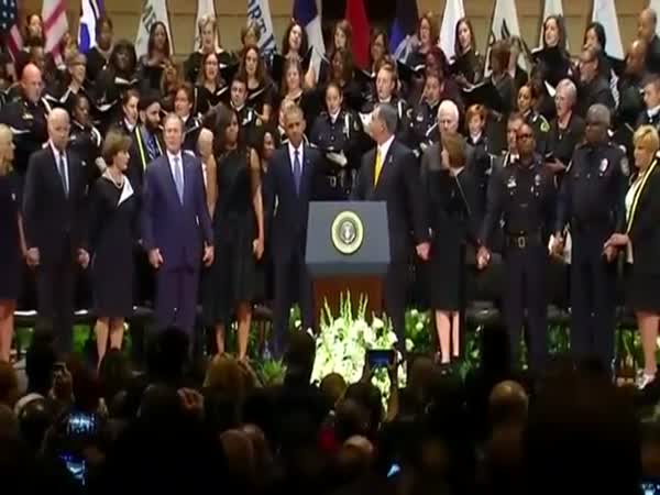 George Bush Dances During Dallas Police Memorial Service