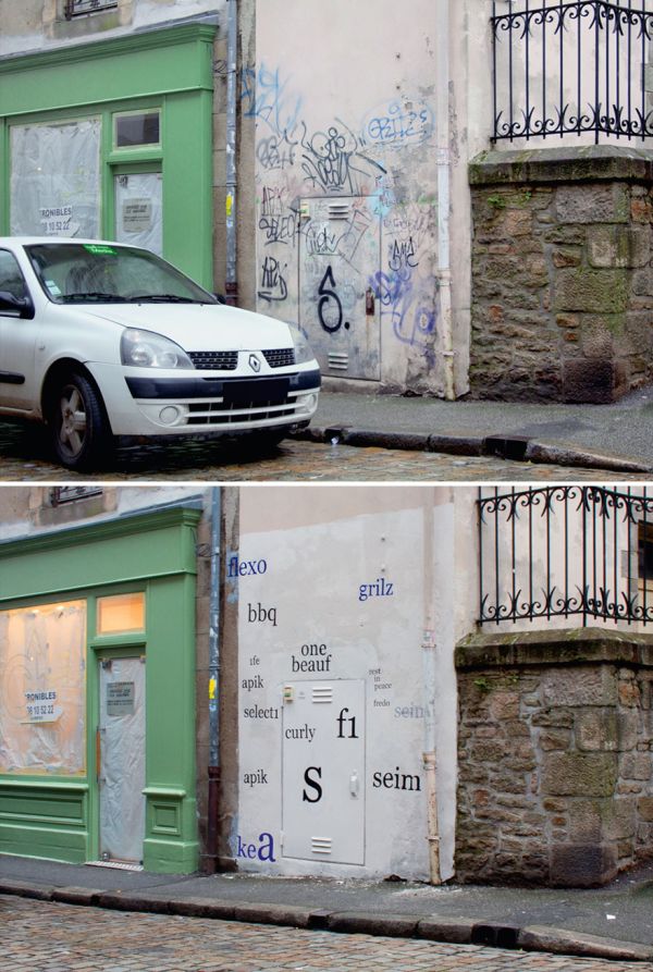 Street Artist Paints Over Ugly Graffiti To Make It Legible (8 pics)