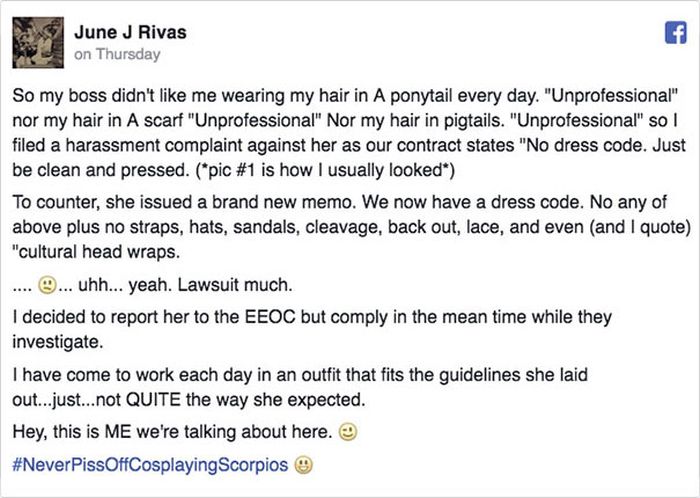 Woman Goes To Work In Cosplay After Boss Calls Her Clothes Unprofessional (8 pics)
