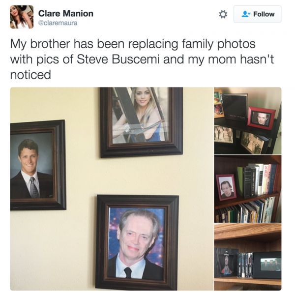 A Kid Has Been Replacing His Family Photos With Pictures Of Steve Buscemi (4 pics)