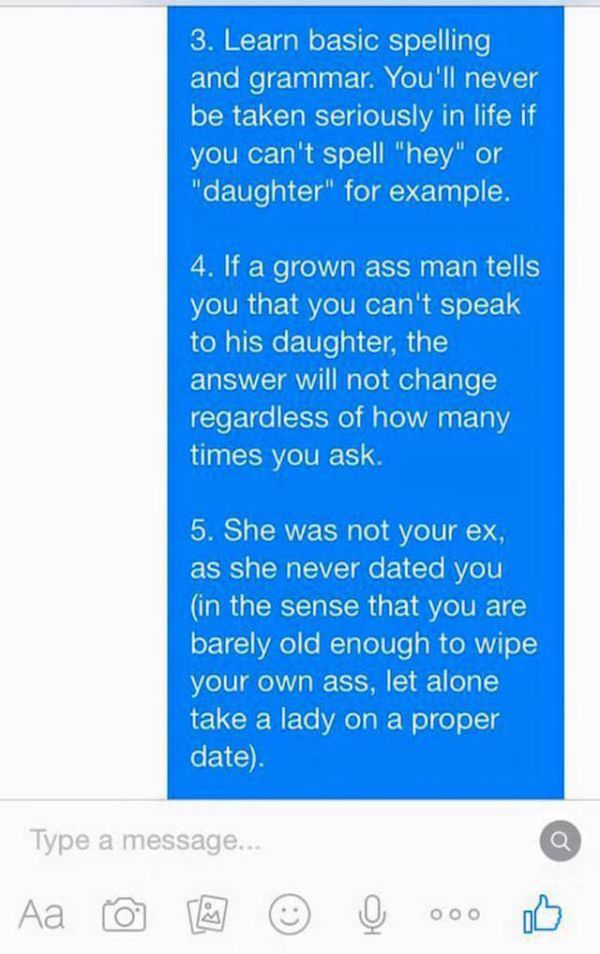 Dad Wrecks His Daughter's Ex-Boyfriend After He Writes To Him On Facebook (21 pics)