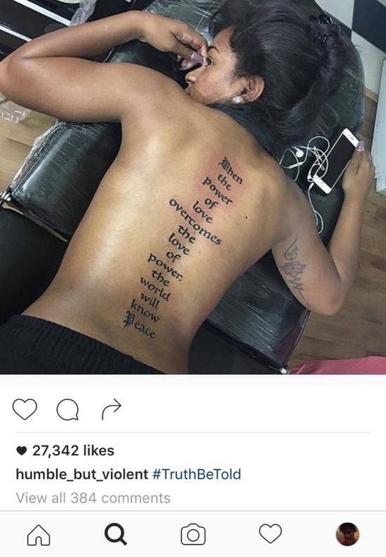 Master Troll Leaves Hilarious Comment On Photo Of Girl's New Back Tattoo (2 pics)