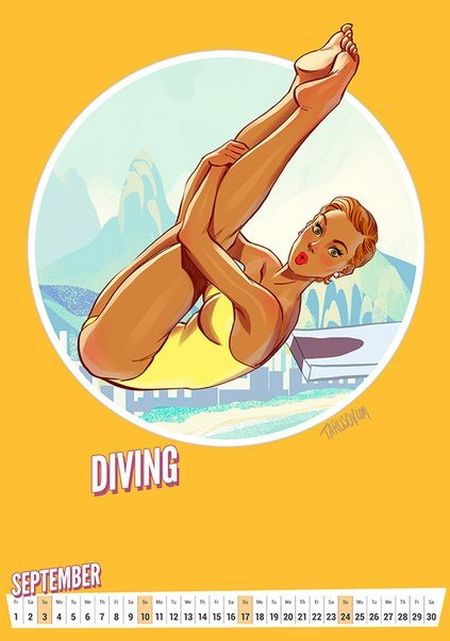 Artist Creates Awesome Pin-Up Style Calendar For The Olympic Games in Rio (12 pics)