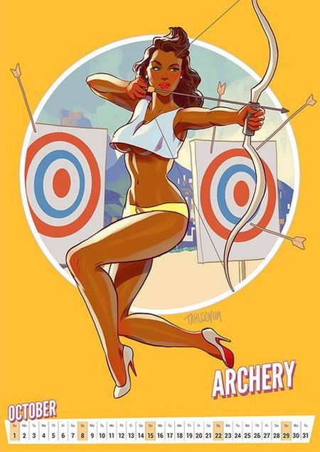 Artist Creates Awesome Pin-Up Style Calendar For The Olympic Games in Rio (12 pics)