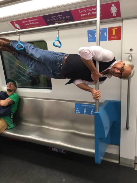 Grandpa Refuses To Sit In Seat Meant For The Elderly (3 pics)