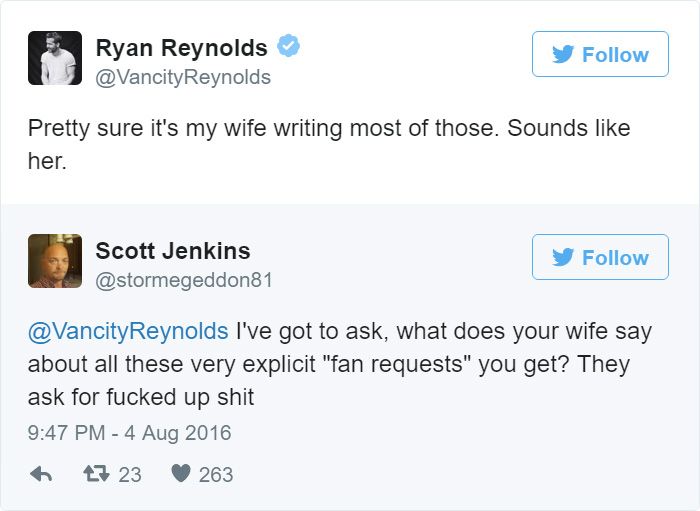 Ryan Reynolds Hilariously Responds To Inappropriate Fan Tweets (13 pics)
