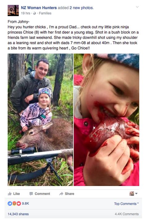 People Are Freaking Out Because This Dad Let His Daughter Bite A Deer Heart