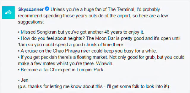 Skyscanner Has A Brilliant Response For Guy Complaining About His 47-Year Wait (13 pics)