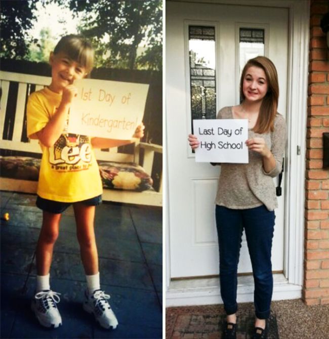 Photos From The First Day Of School Compared To The Last Day Of School (25 pics)