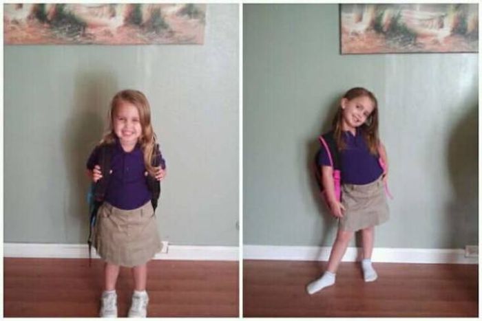 Funny Before And After Pictures Of Kids On Their First Day Of School (21 pics)