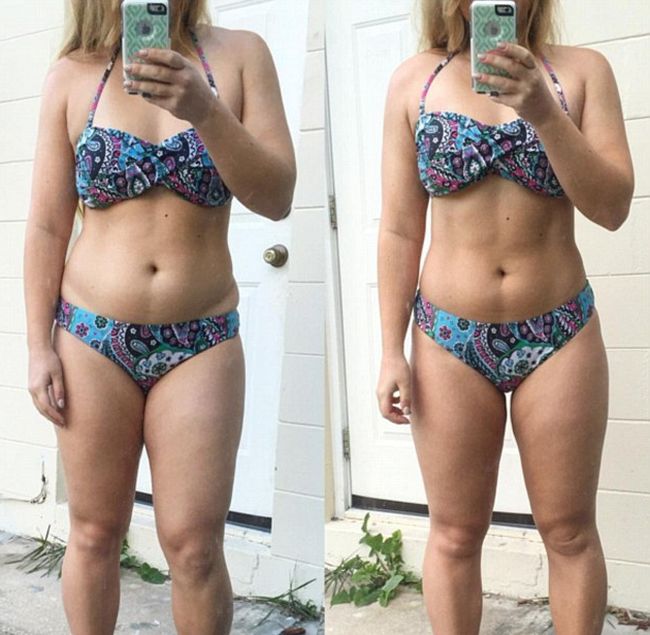 Former bodybuilder shows how abs become bloated during PMS 