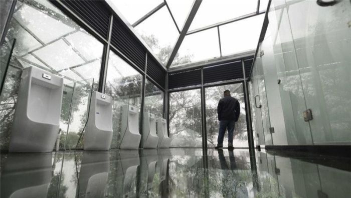 This Bathroom In A Chinese Park Has Translucent Walls (9 pics)