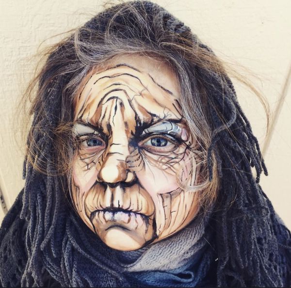 Artist Uses Makeup To Turn A 3 Year Old Into An Old Lady (5 pics)