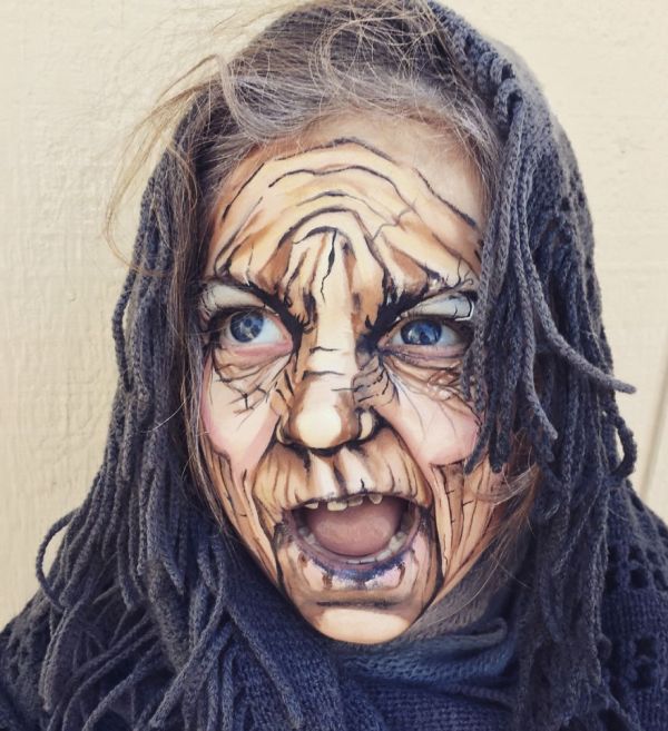 Artist Uses Makeup To Turn A 3 Year Old Into An Old Lady (5 pics)