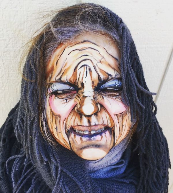 Artist Uses Makeup To Turn A 3 Year Old Into An Old Lady (5 pics)
