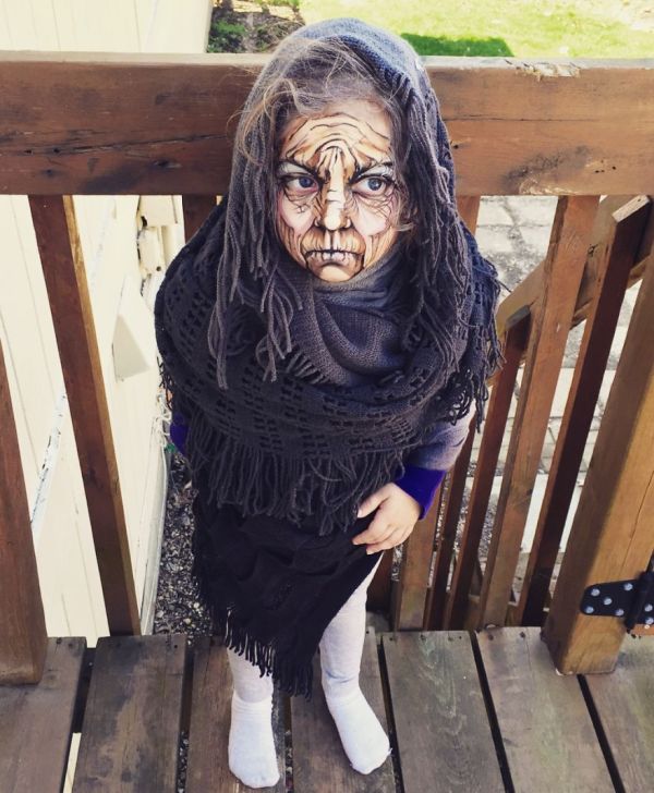 Artist Uses Makeup To Turn A 3 Year Old Into An Old Lady (5 pics)