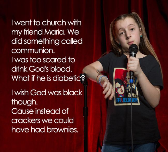 This 11-Year-Old Comedian Has Some Hilariously Inappropriate Jokes (10 pics)