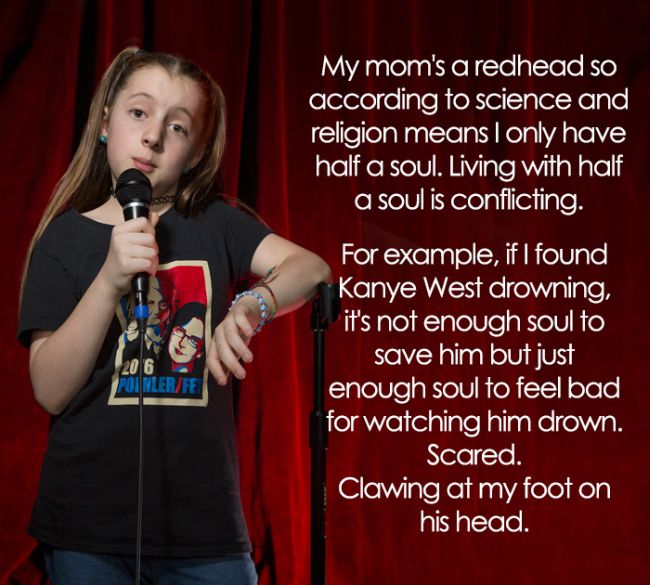 This 11-Year-Old Comedian Has Some Hilariously Inappropriate Jokes (10 pics)