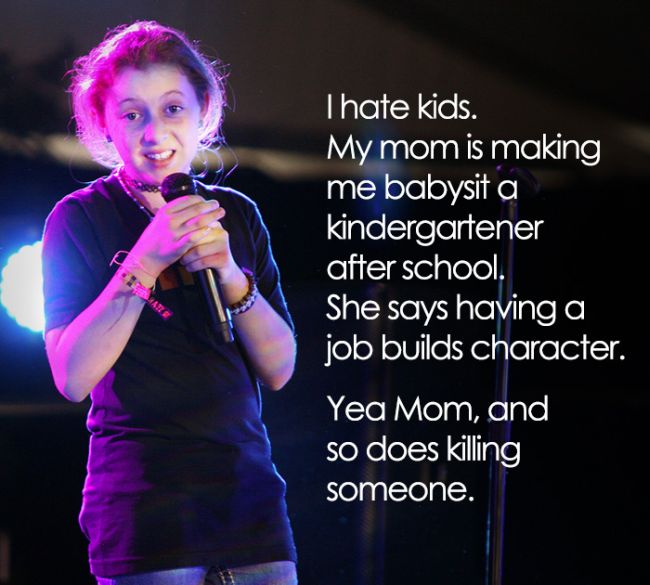 This 11-Year-Old Comedian Has Some Hilariously Inappropriate Jokes (10 pics)