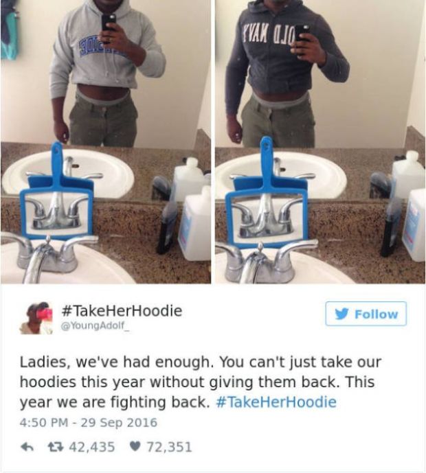 Guys Step Up And Fight Back Against Girls Stealing Their Hoodies (40 pics)