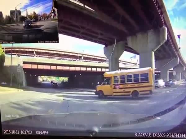 Impatient BMW Driver Wrecks Car Trying To Get Past School Bus