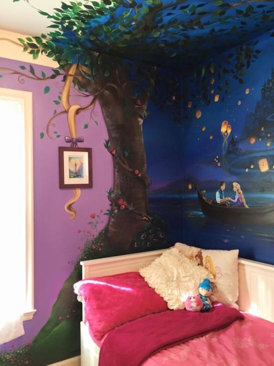Dad Paints Disney Tangled Mural For His Daughter (10 pics)
