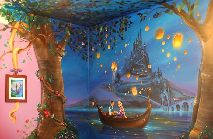 Dad Paints Disney Tangled Mural For His Daughter (10 pics)