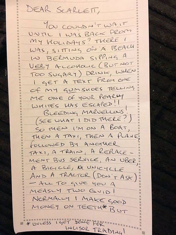 Dad Pens Adorable Letter From The Tooth Fairy To His Daughter (2 pics)
