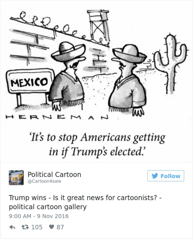 Cartoonists Around The World React To Donald Trump Becoming President (41 pics)