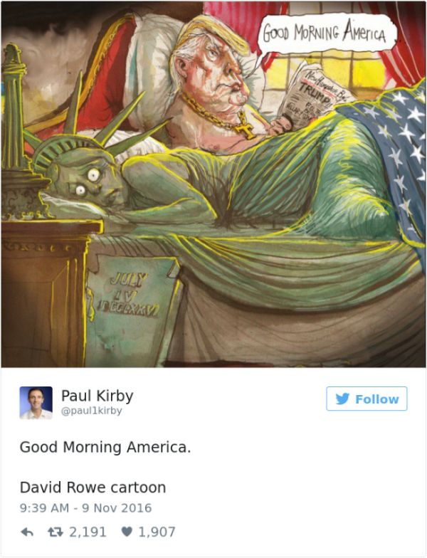 Cartoonists Around The World React To Donald Trump Becoming President (41 pics)