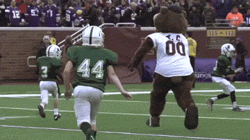 Mascots Take On Football Players In Awesomely Amusing Gifs (17 gifs)