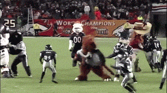 Mascots Take On Football Players In Awesomely Amusing Gifs (17 gifs)