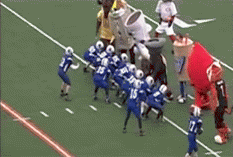 Mascots Take On Football Players In Awesomely Amusing Gifs (17 gifs)