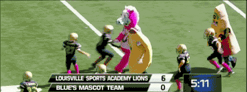 Mascots Take On Football Players In Awesomely Amusing Gifs (17 gifs)