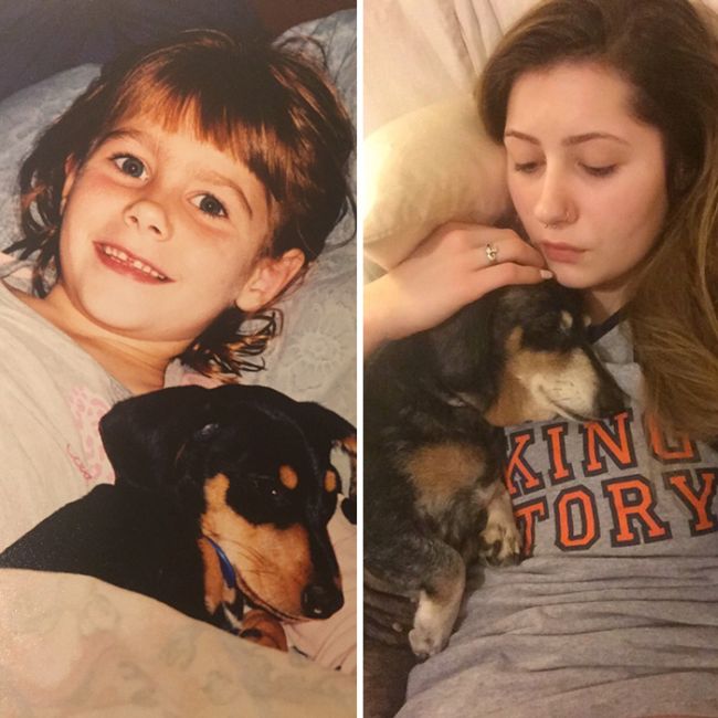 Before And After Pics Of Dogs Growing Up With Their Owners (35 pics)