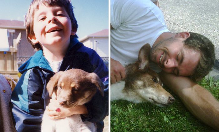 Before And After Pics Of Dogs Growing Up With Their Owners (35 pics)