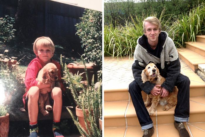 Before And After Pics Of Dogs Growing Up With Their Owners (35 pics)