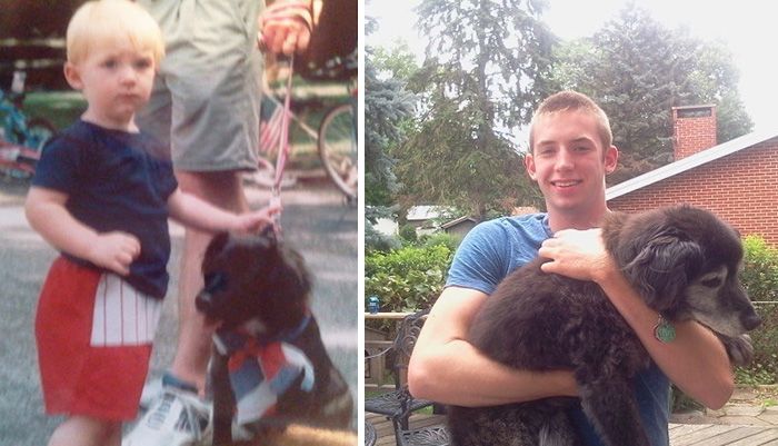 Before And After Pics Of Dogs Growing Up With Their Owners (35 pics)