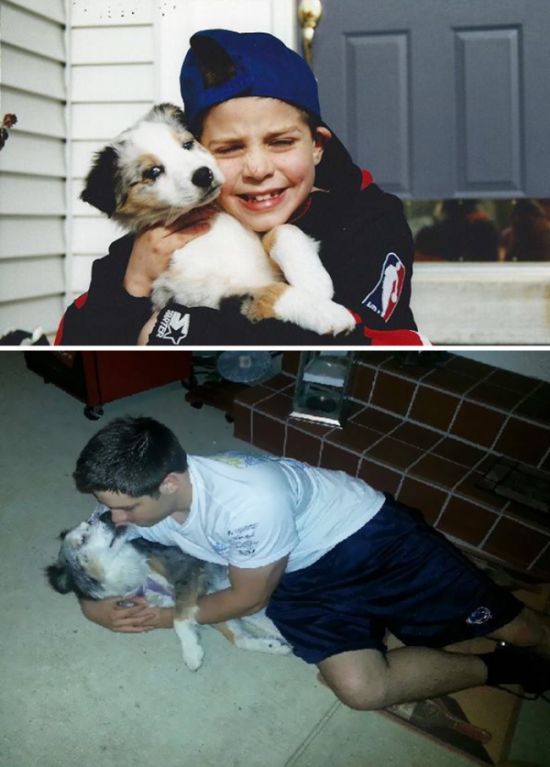 Before And After Pics Of Dogs Growing Up With Their Owners (35 pics)