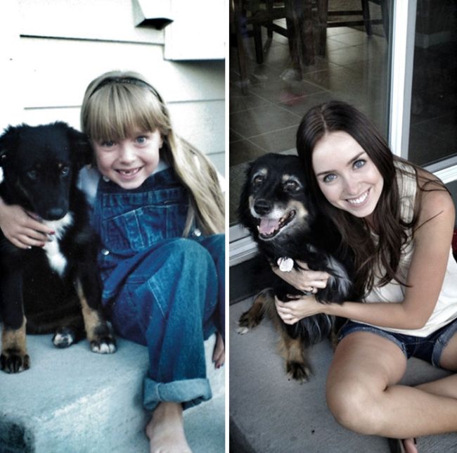 Before And After Pics Of Dogs Growing Up With Their Owners (35 pics)