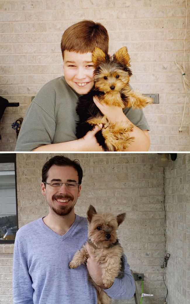 Before And After Pics Of Dogs Growing Up With Their Owners (35 pics)