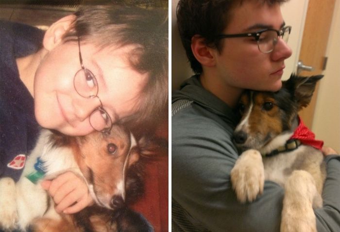 Before And After Pics Of Dogs Growing Up With Their Owners (35 pics)