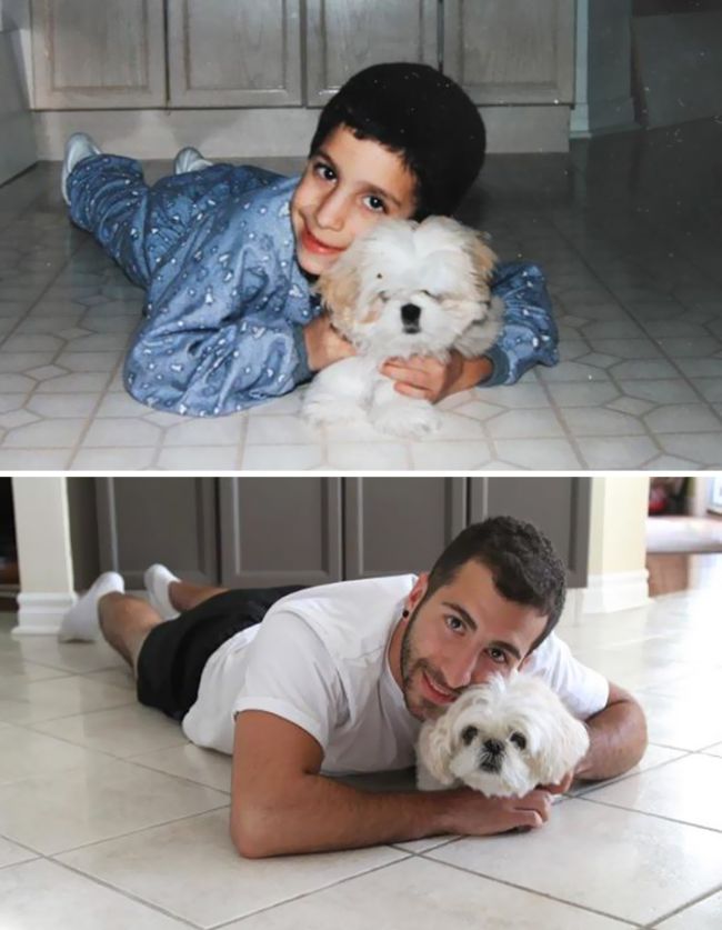 Before And After Pics Of Dogs Growing Up With Their Owners (35 pics)