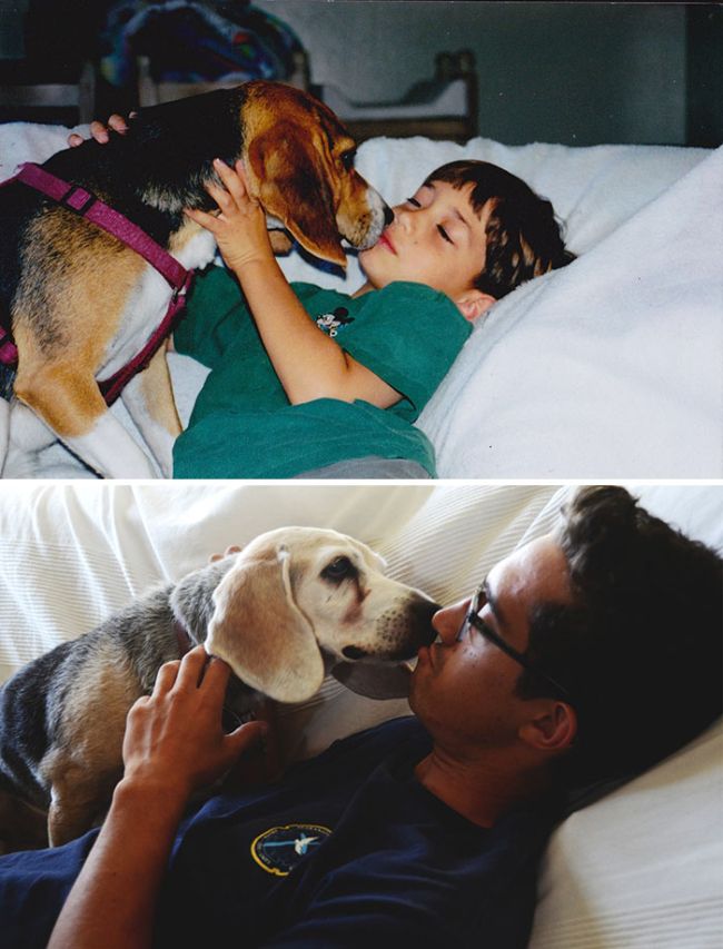 Before And After Pics Of Dogs Growing Up With Their Owners (35 pics)