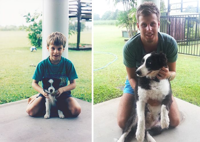 Before And After Pics Of Dogs Growing Up With Their Owners (35 pics)