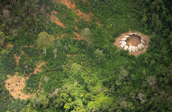 Amazon Tribe Stares In Amazement At Photographer's Plane (4 pics)