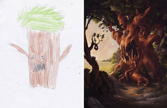 Artists Recreate Kids’ Monster Doodles In Their Unique Styles (35 pics)